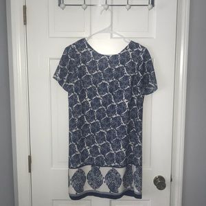 Blue and white dress